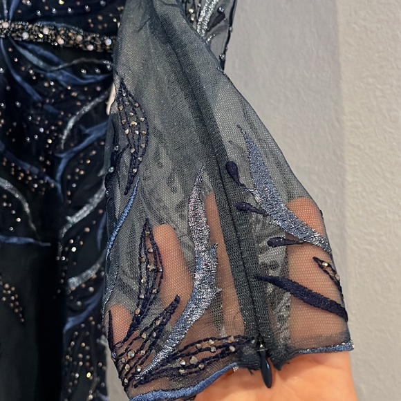 Mac Duggal EMBELLISHED TEA-LENGTH ILLUSION COCKTAIL DRESS NWT 11136 - Picture 4 of 13